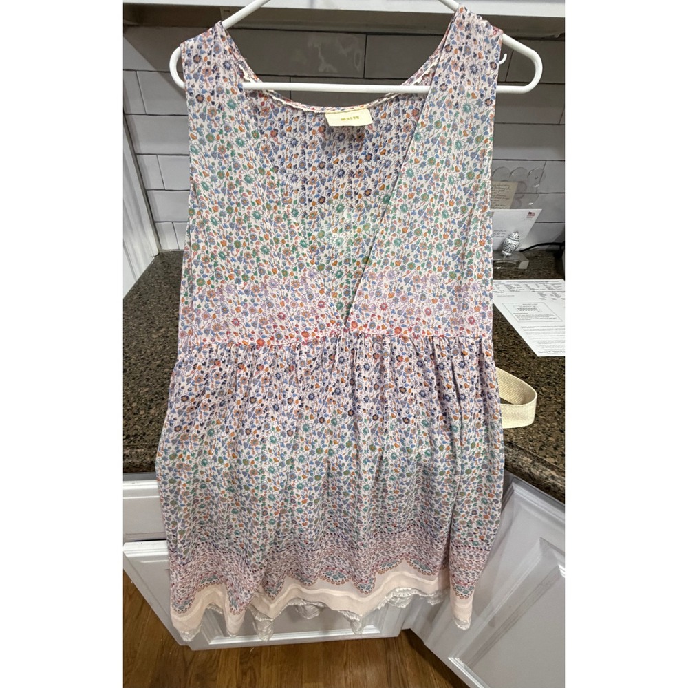 Maeve Anthropologie Floral Ditsy Lace Trim Mini Dress V-Neck Sleeveless Multi 12
